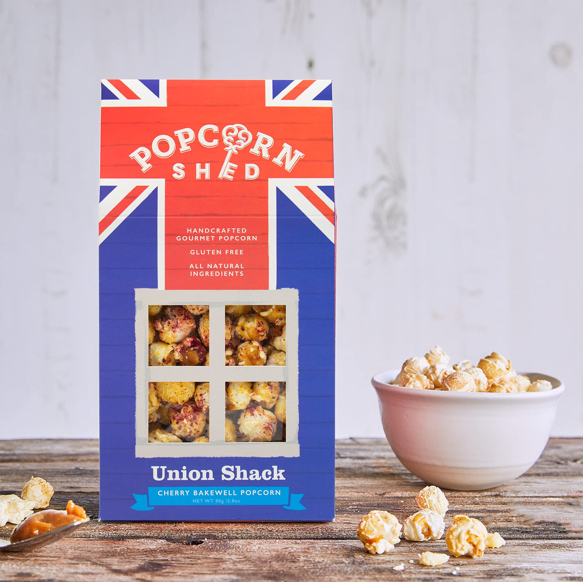 Popcorn Shed Cherry Bakewell Gourmet Popcorn - 80g Pack of 3 | Gluten-Free | Vegetarian