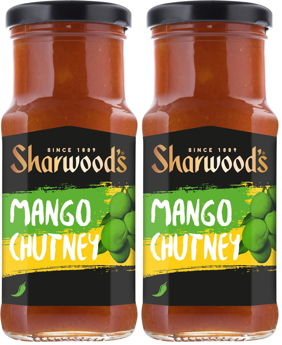 Sharwood's Green Label Mango Chutney - Tangy & Versatile Condiment | Pack of 2 x 530g 1