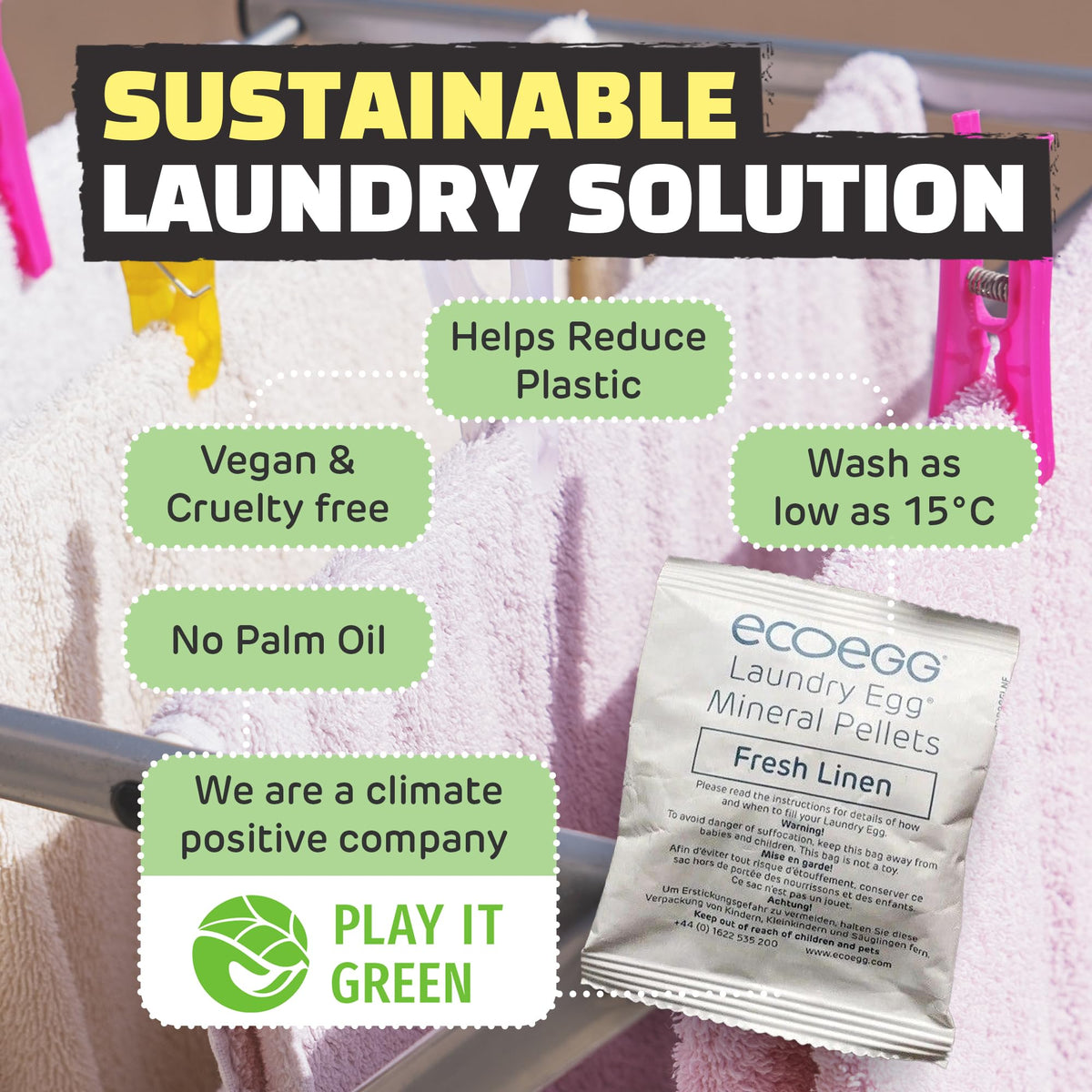 Ecoegg Laundry Egg Refill Pellets - Fresh Linen Scent | 50 Washes Per Pack | Pack of 2 5