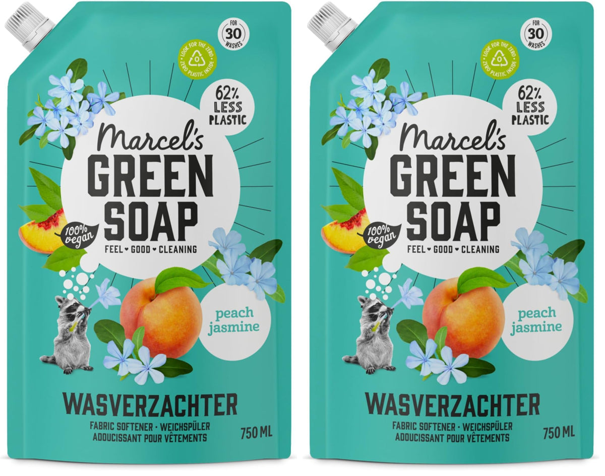 Marcel's Green Soap Fabric Conditioner Refill - Peach & Jasmine Scent - 750ml (Pack of 2)