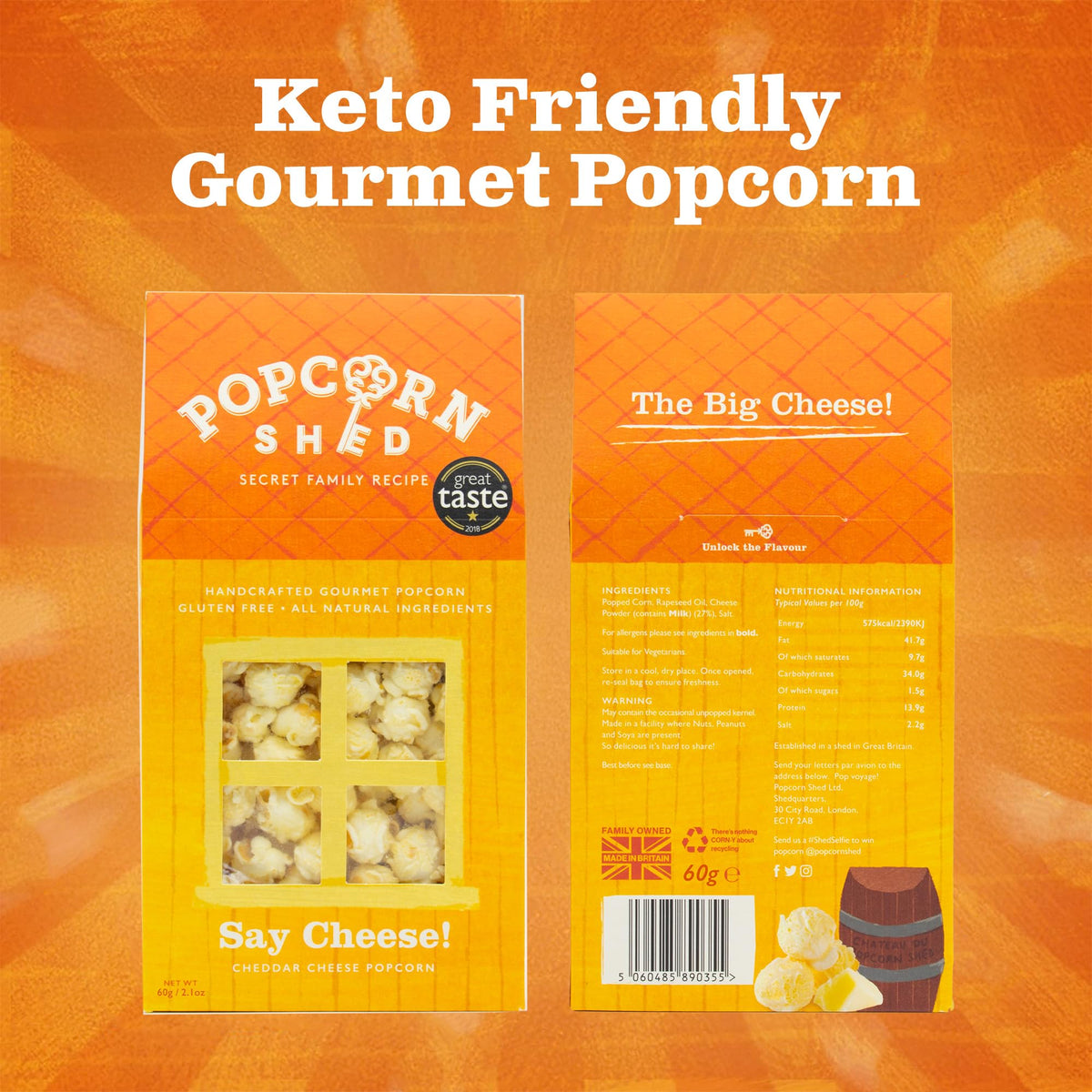Popcorn Shed Say Cheese! Gourmet Popcorn - Mature Cheddar Cheese | 80g | Low Calorie Snack 4