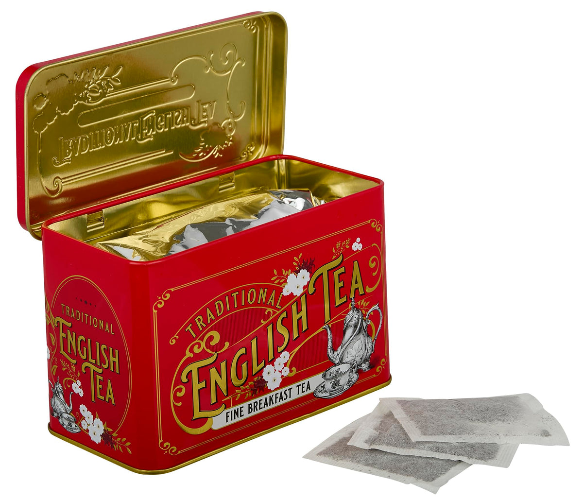 New English Teas Vintage Victorian Tea Tin - 40 English Breakfast Teabags | Red Tin | 80g 3