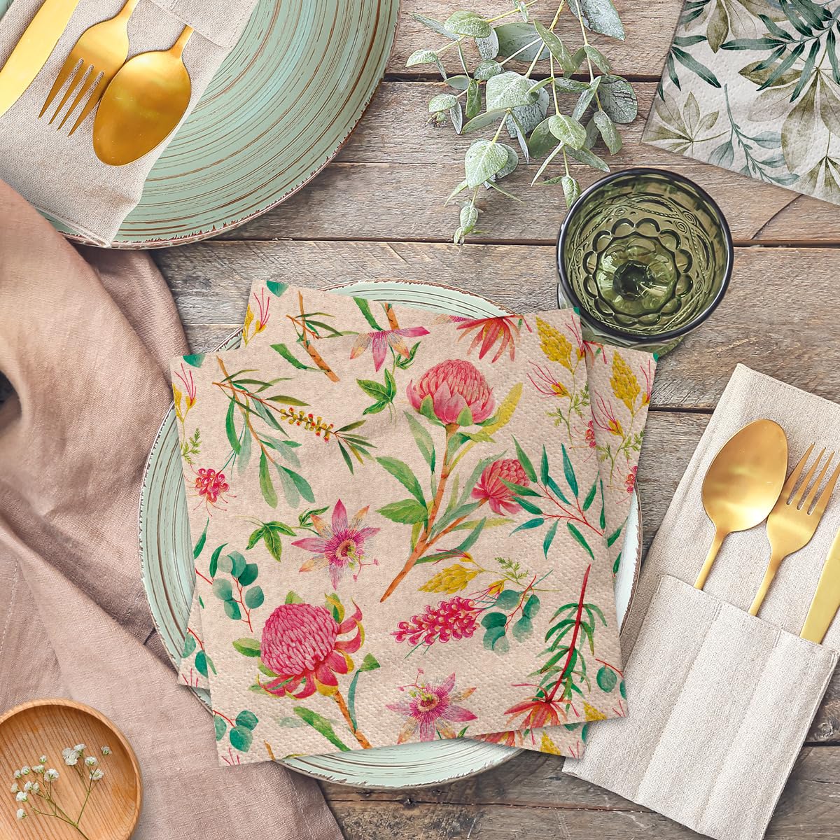 PAW Decor Collection Disposable Napkins - 3-Ply Kraft Paper | 20 Pieces | 33 x 33 cm 5