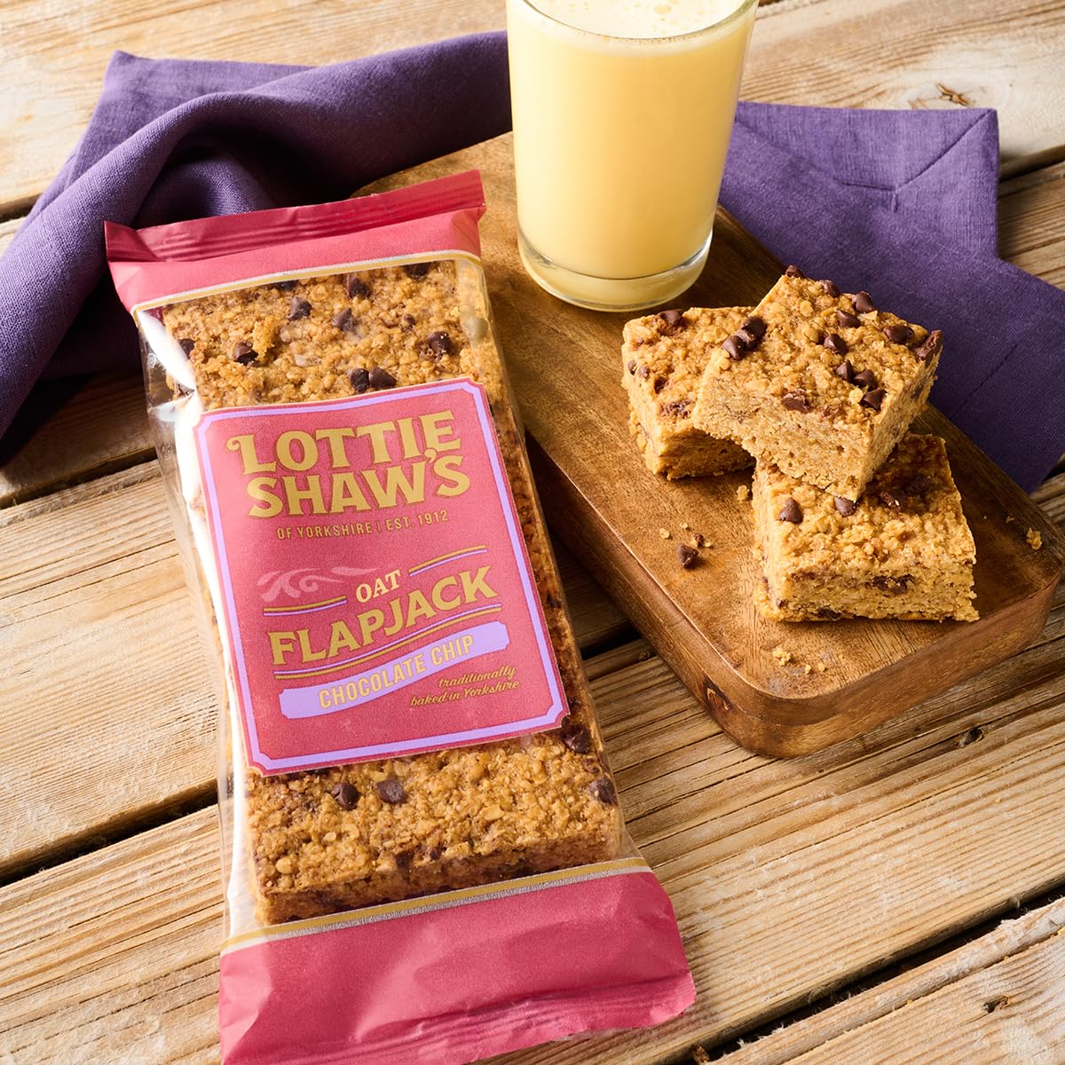 Lottie Shaw's Chocolate Oat Flapjack - Baked Belgian Chocolate Chips | Suitable for Vegetarians | 300g