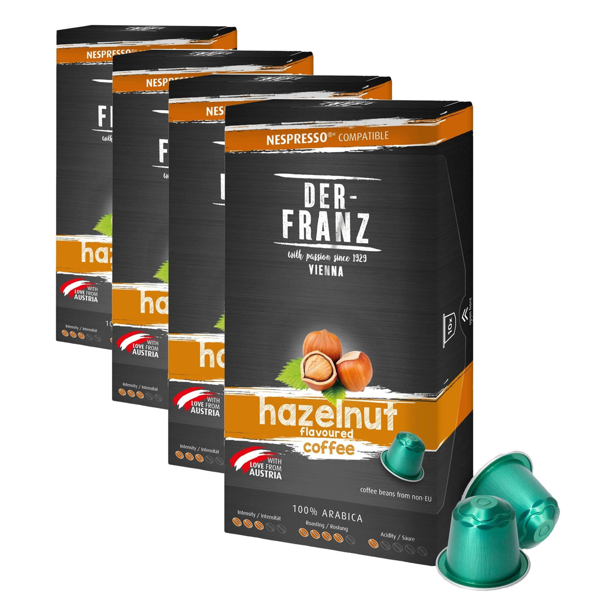Der-Franz Hazelnut Aroma Coffee Capsules - 10 Count Pack of 4