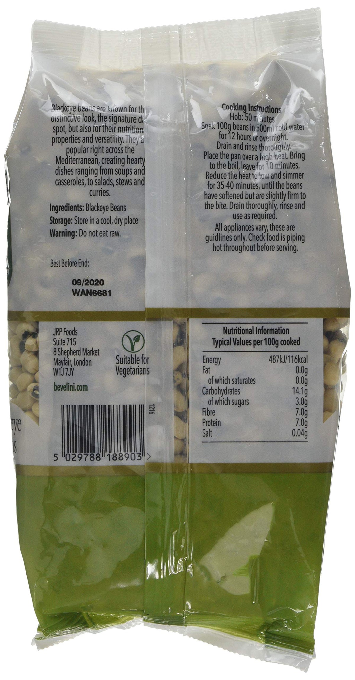Bevelini Black-Eyed Peas - High Protein, High Fibre, 500g 2