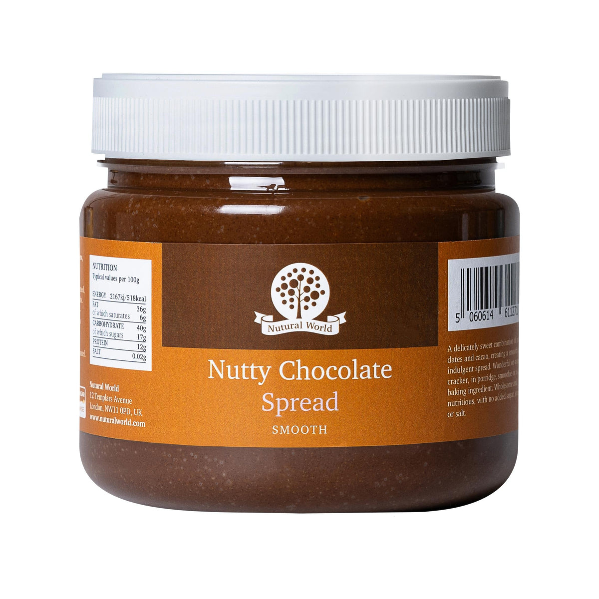 Nutural World Smooth Nutty Chocolate Spread - 1kg | Vegan | Sugar-Free 1