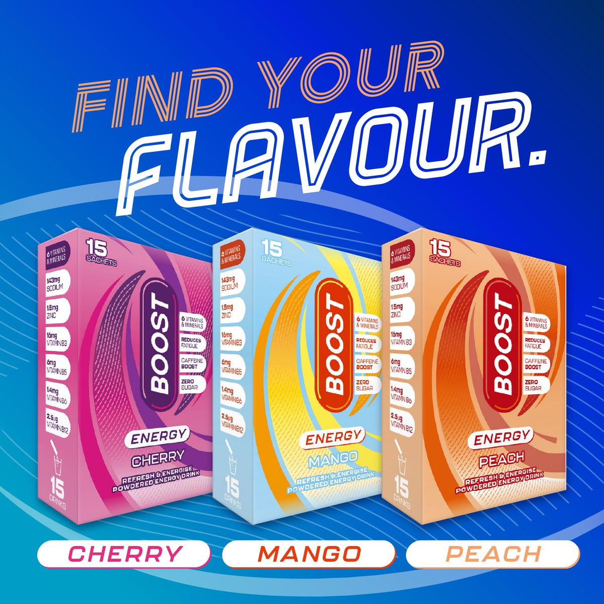 Boost Energy Powder Peach - Zero Sugar, 5g Sachets, 6 Pack 8