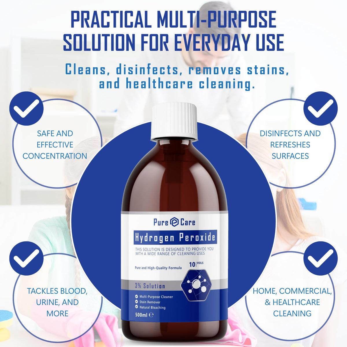 PureCare Hydrogen Peroxide 3% - 500ml All-Purpose Cleaner | Hospital Grade | Unscented 5