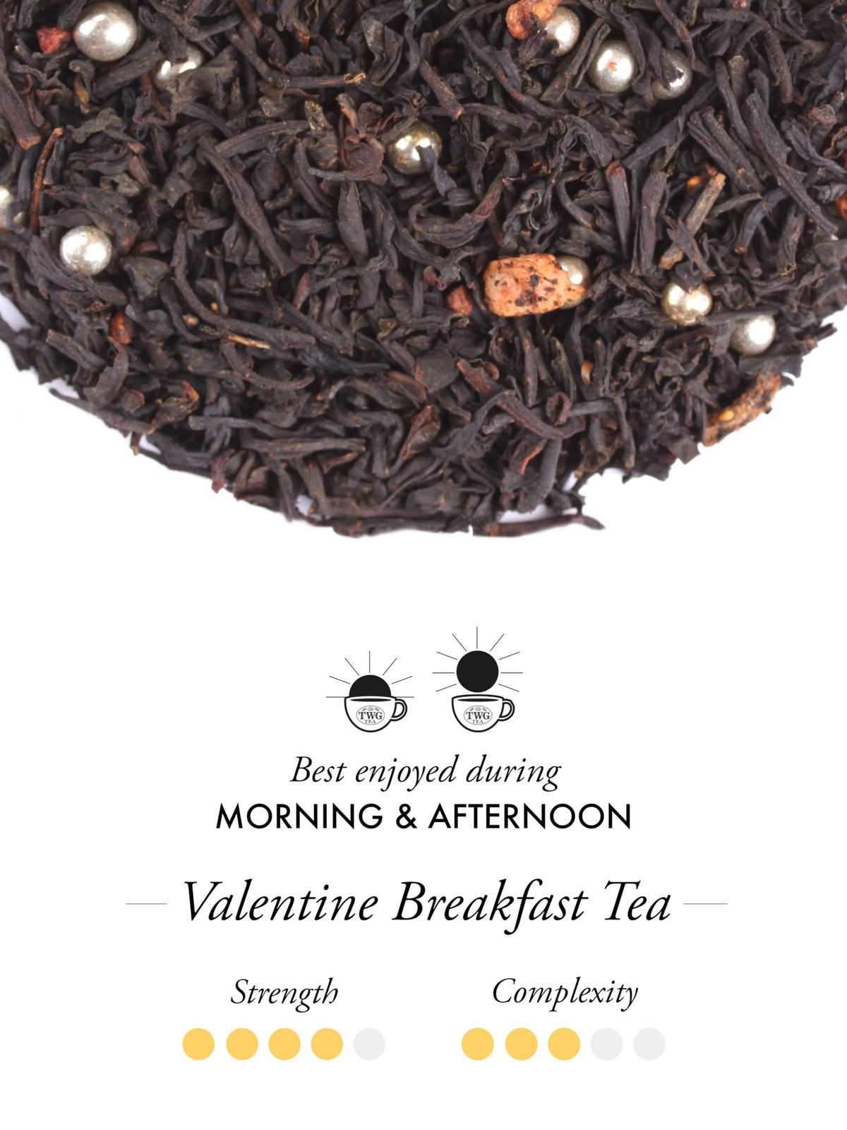 TWG Tea Valentine Breakfast Tea - Loose Leaf Black Tea, Sugar Pearls & Ripe Fruits | 100g