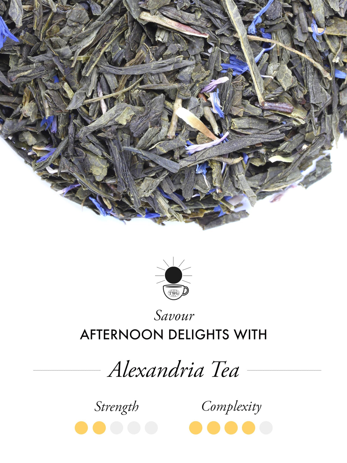 TWG Tea Alexandria Tea - Green Tea with Mint & Cornflowers | 15 Hand Sewn Cotton Teabags | 40g