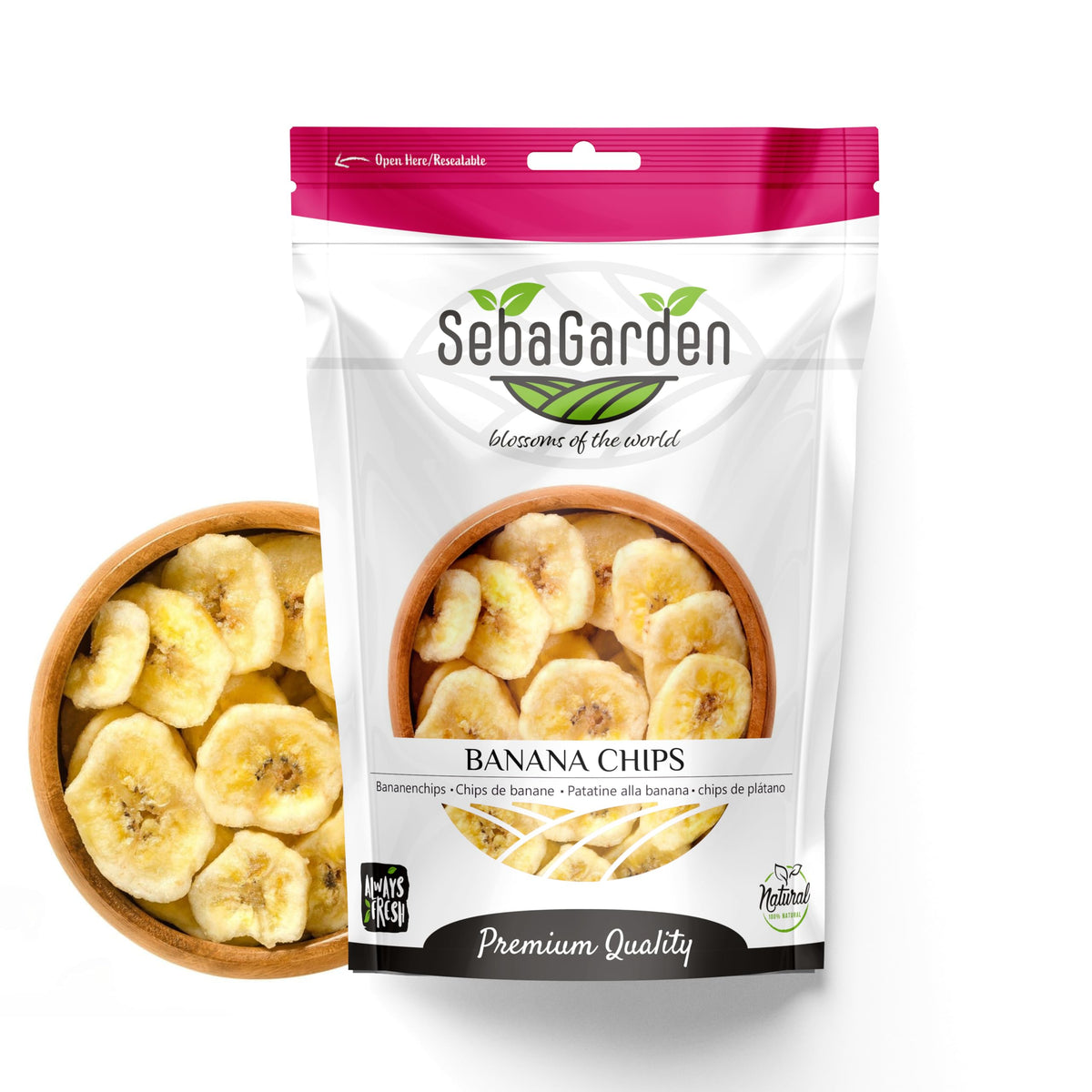 Seba Garden Sweetened Banana Chips - 750g Bulk Pack | Crunchy Snack
