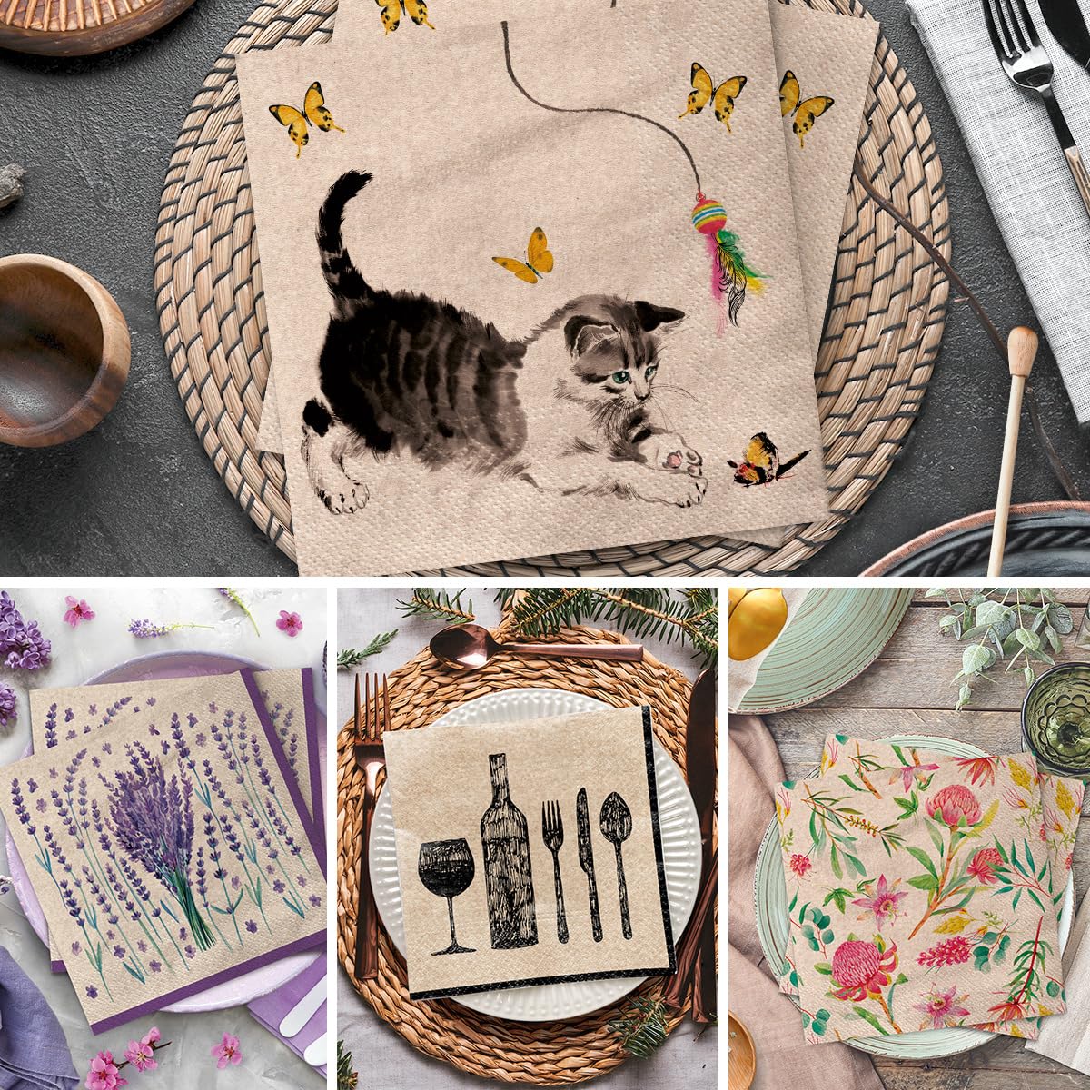 PAW Decor Collection Disposable Napkins - 3-Ply Kraft Paper | 20 Pieces | 33 x 33 cm 7