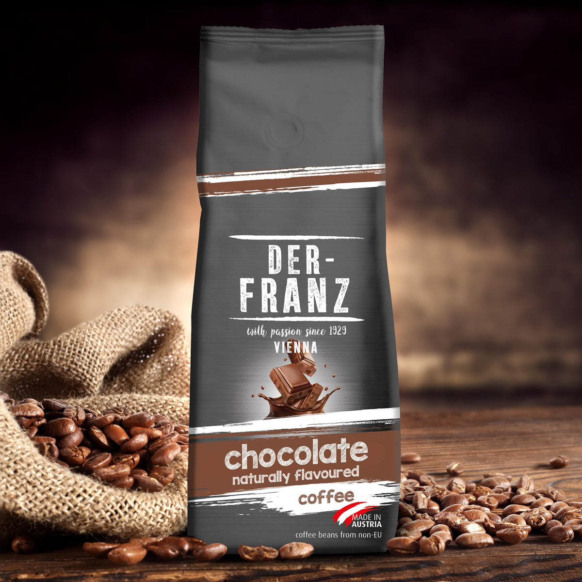 Der-Franz Chocolate Flavoured Whole Coffee Beans - 3 x 500g Pack | UTZ Certified | Intensity 3/5 4