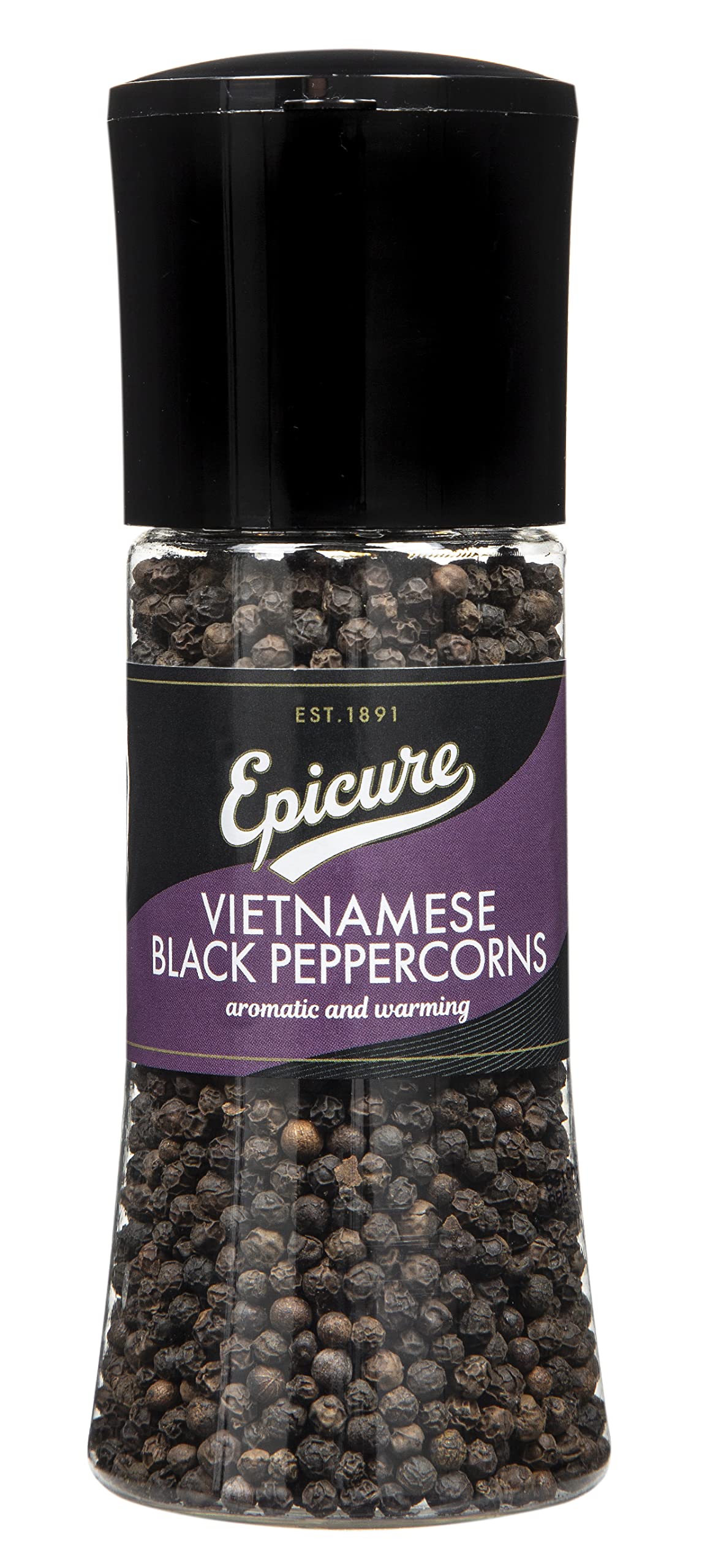Epicure Vietnamese Black Peppercorns - Freshly Ground Seasoning Grinder | 145g | Whole Peppercorns