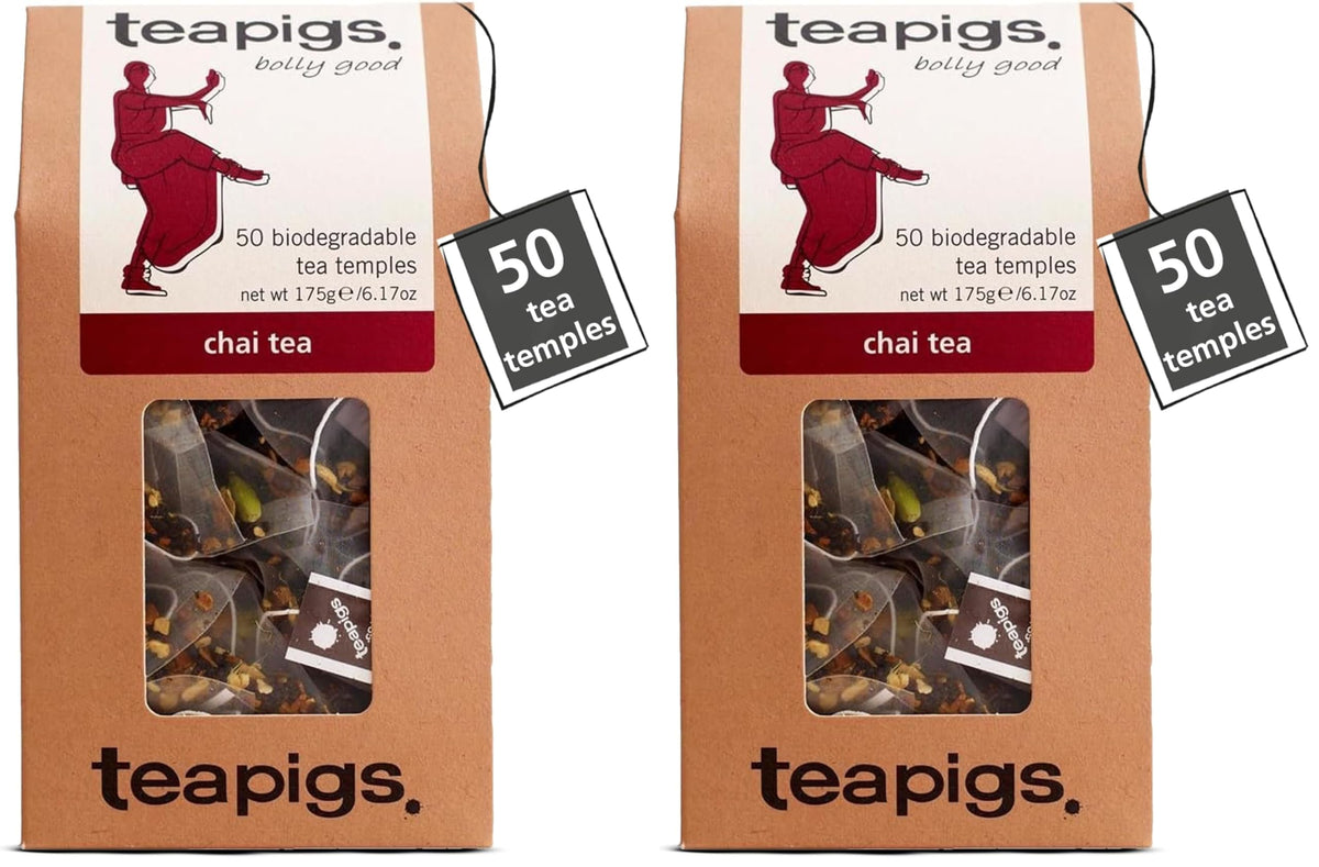 teapigs Chai Tea Bags - Authentic Spiced Blend, Whole Leaf Quality, 100 Count (Pack of 2)