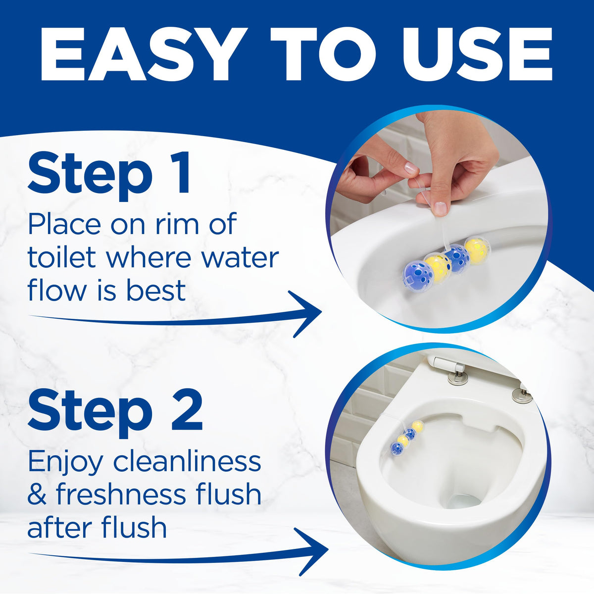 Bloo Power Active Toilet Rim Block - Lemon Scent, Anti-Limescale, Cleaning Foam | 2 x 3 Count 5