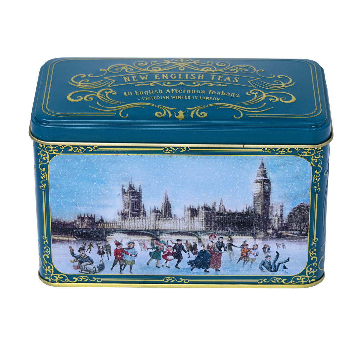 New English Teas Victorian Skaters Christmas Tea Tin - 40 English Afternoon Tea Bags, 80g