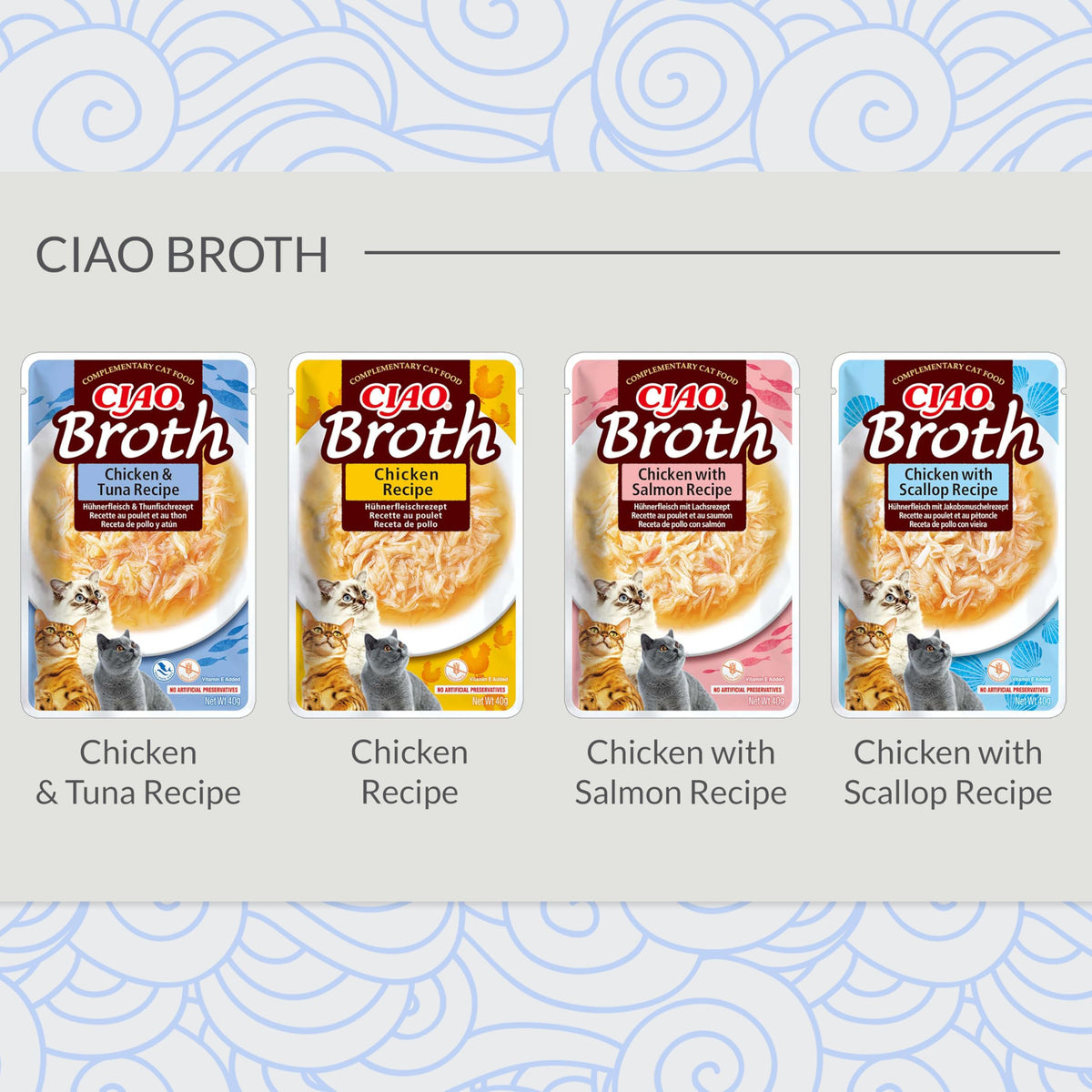 INABA Chicken Broth for Cats - Hydrating Treat | Grain-Free | 40g x 4 Pack