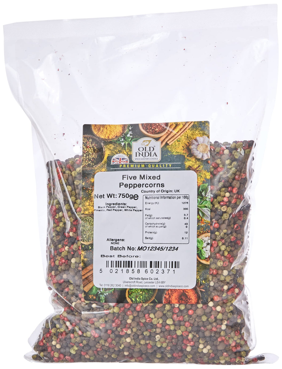 Old India Five Mixed Peppercorns - 750g | Natural, Additive-Free, GMO-Free 1
