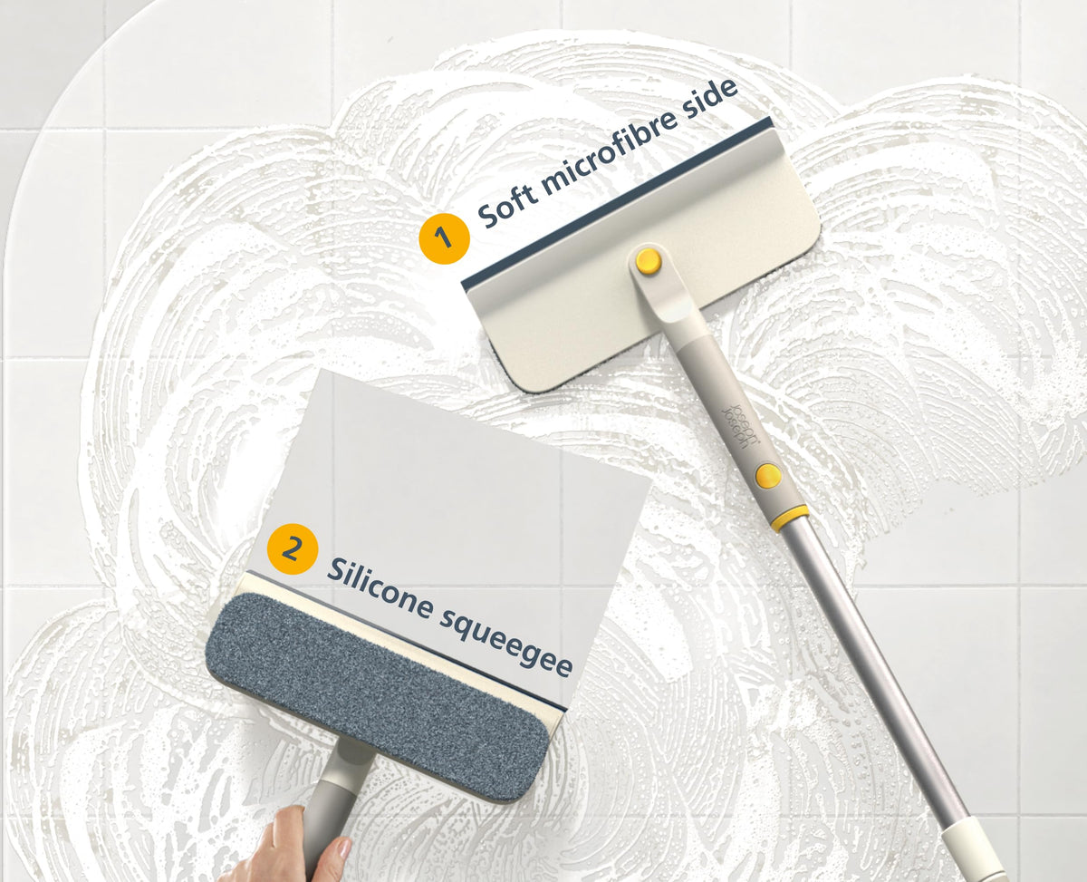 Joseph Joseph CleanTech Bathroom Cleaning Brush - Microfibre Pad & Silicone Squeegee | 362mm Length 7
