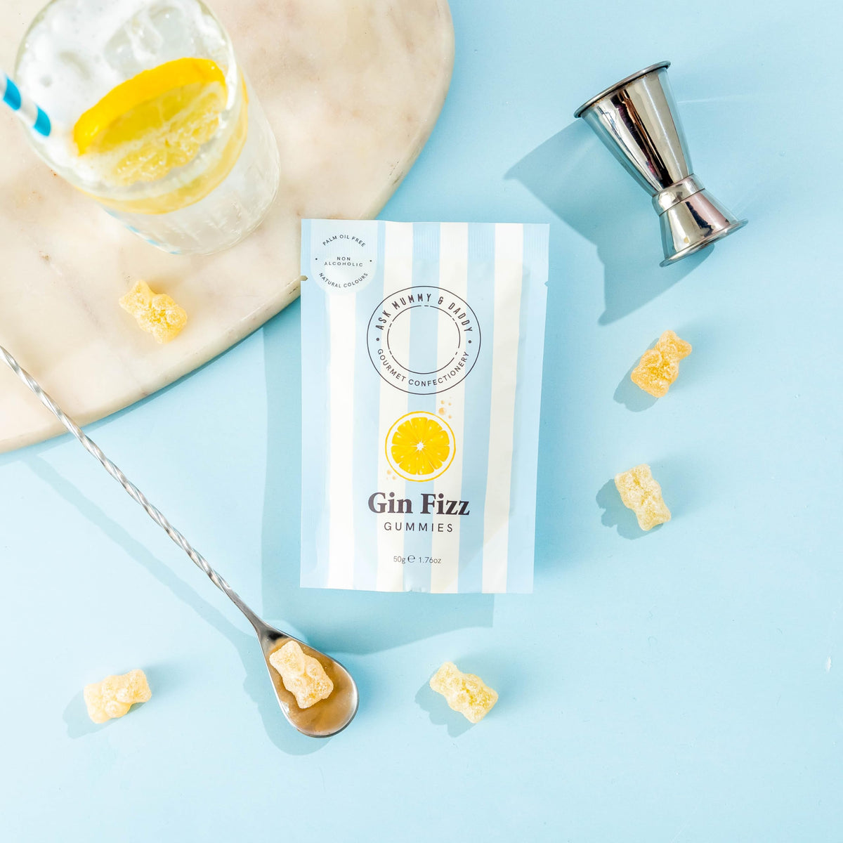 Ask Mummy & Daddy Gin Fizz Pouch - Gummy Sweets | 50g 6