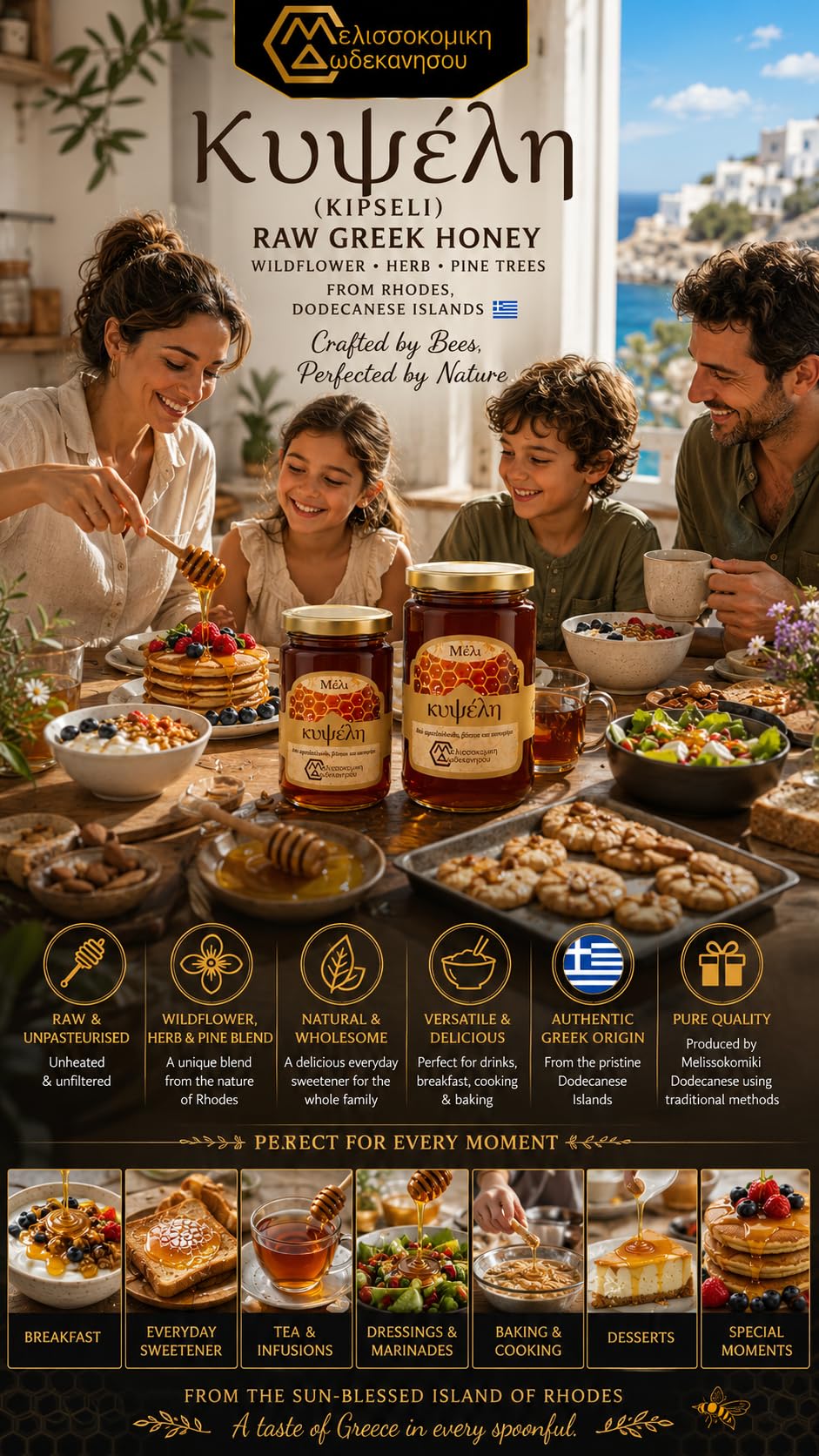 Melissokomiki Dodecanese Kipseli Unpasteurised Wildflower Honey - 450g 5
