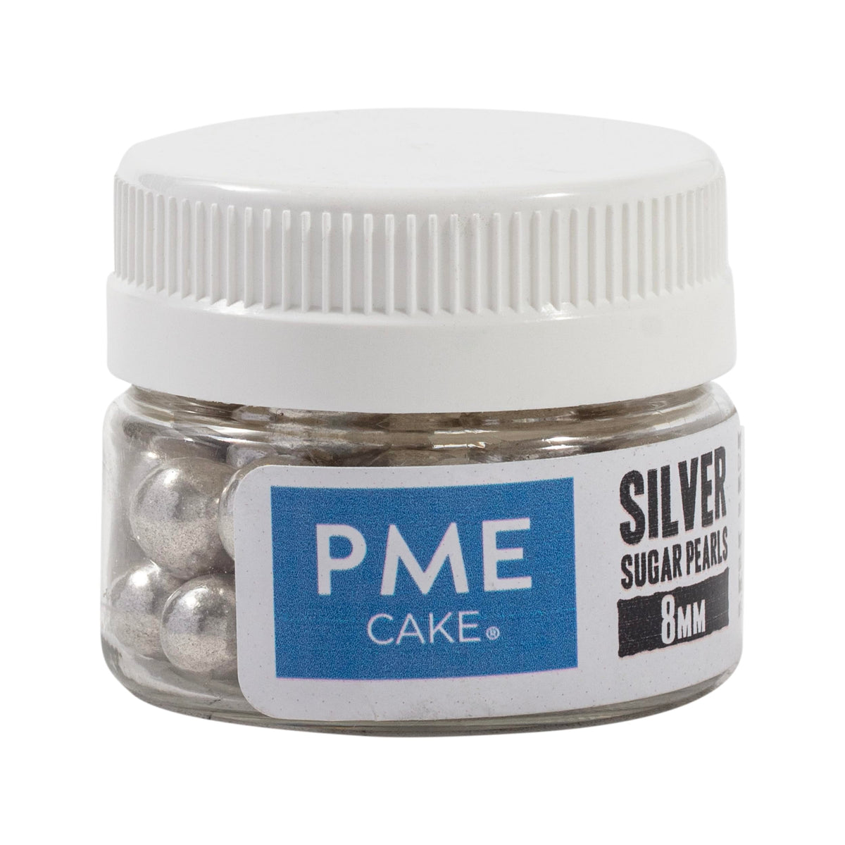 PME Silver Sugar Pearls - Edible Cake Decorations | 8mm Diameter | 25g