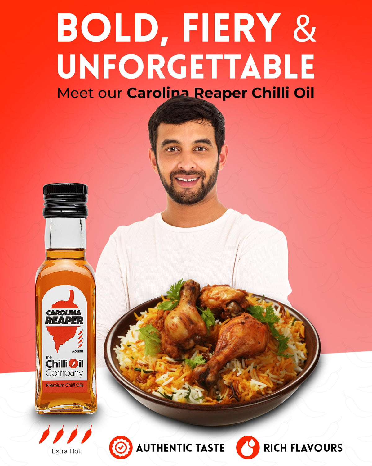 TCOC Carolina Reaper Chilli Oil - Great Taste 2026 2-Star Winner | 3 x 125ml Bottles | Extra Virgin Olive Oil Infused