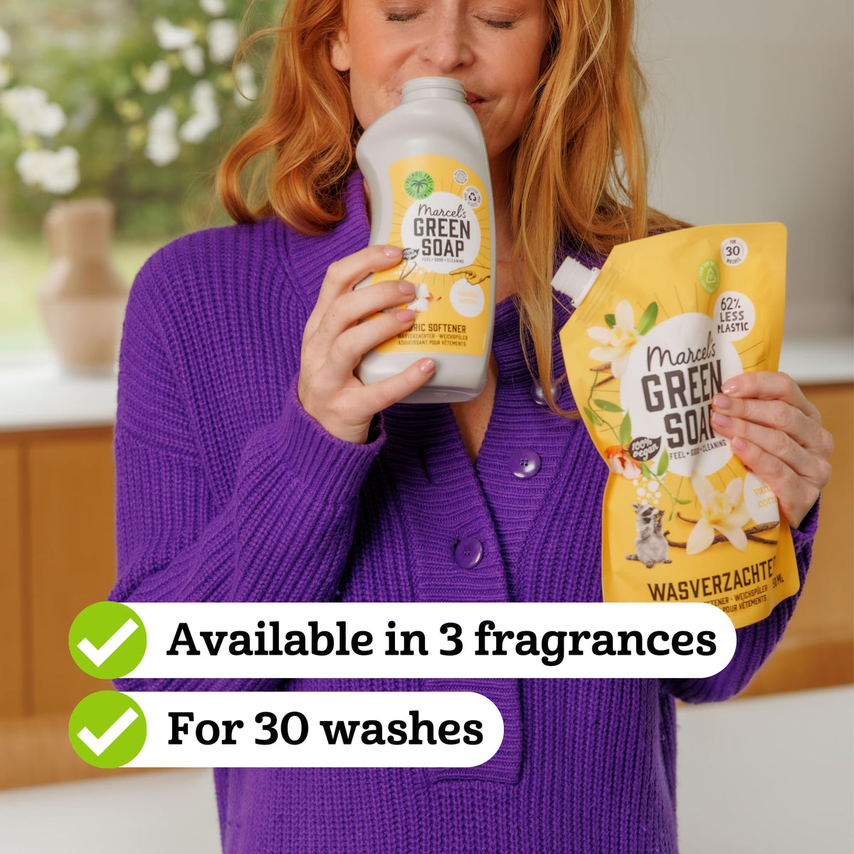 Marcel's Green Soap Fabric Conditioner Refill - Vanilla & Cotton Scent - 2 x 750ml