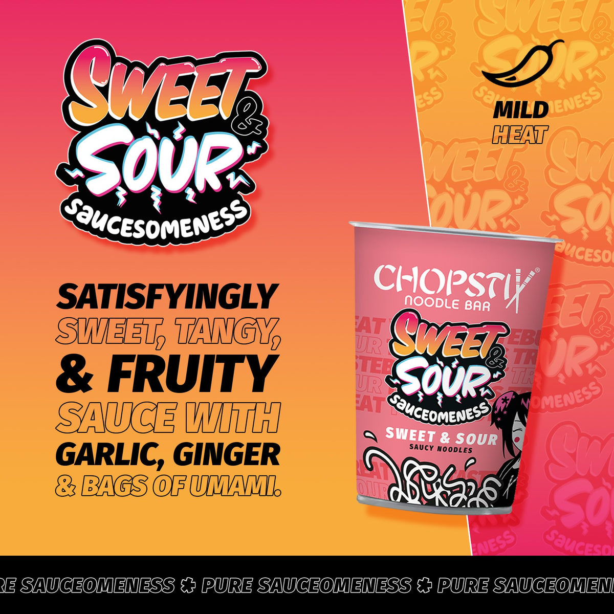 Chopstix Sweet & Sour Saucy Noodles - 8 x 72g Multipack | Extra-Long Wheat Noodles | Ready in 6 Minutes 5