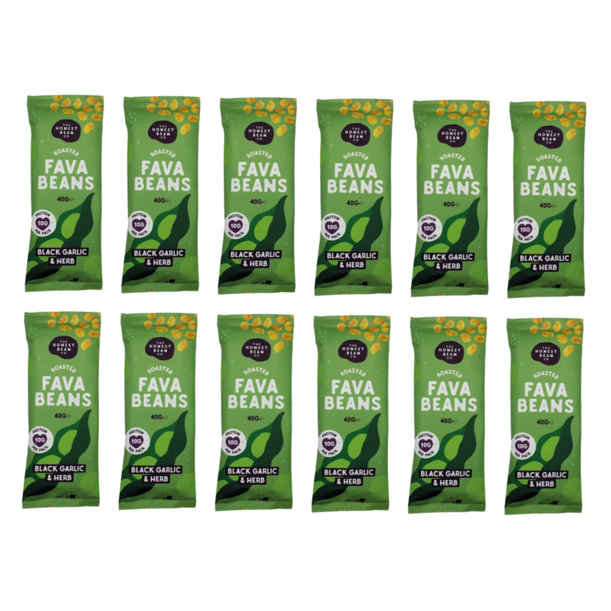 The Honest Bean Co Roasted Fava Bean, Black Garlic & Herb - Plant-Based Protein Snack | 40g Packs | 12 Count 2