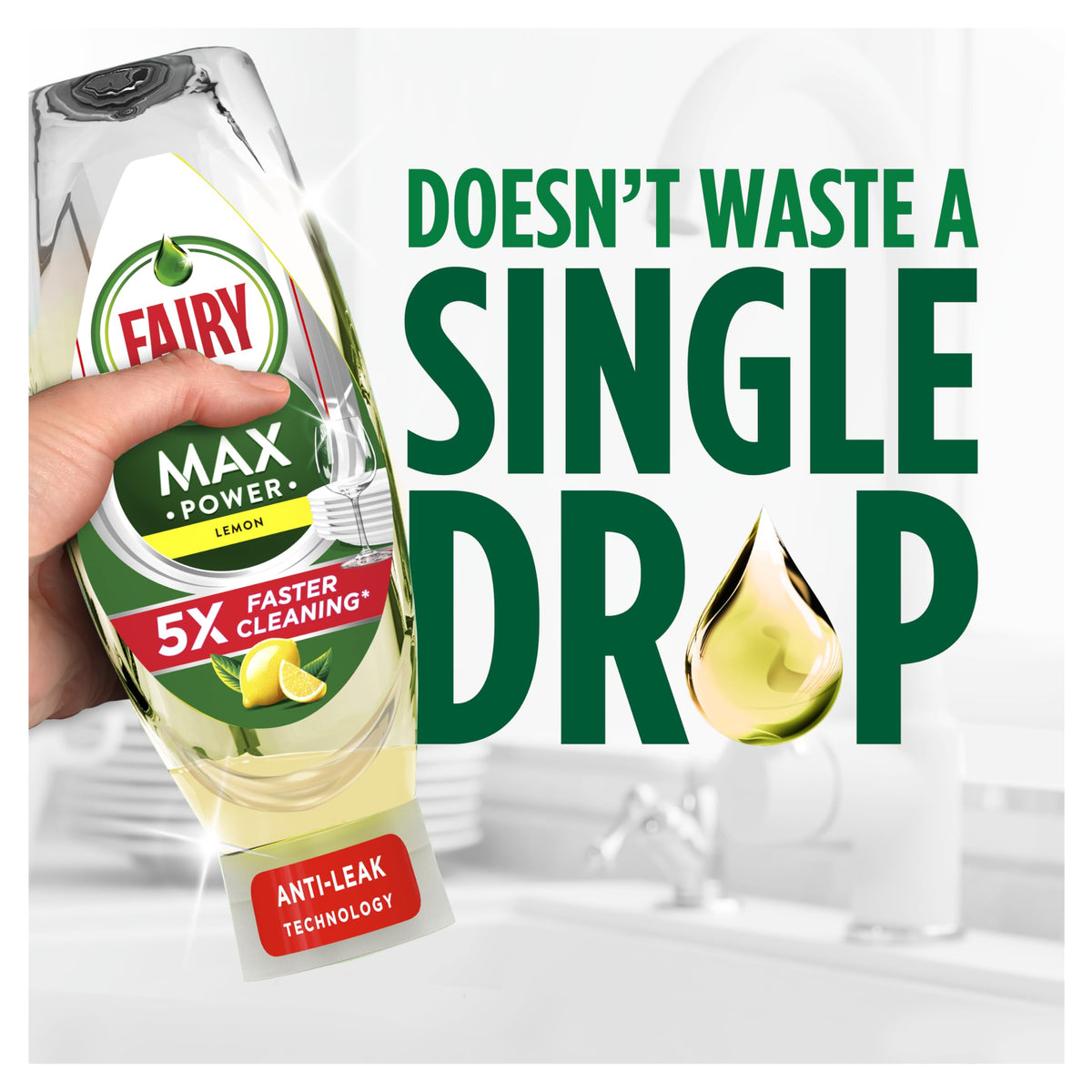 Fairy Max Power Washing Up Liquid Lemon - Easy & Effortless Cleaning, 730 ml (Pack of 2)