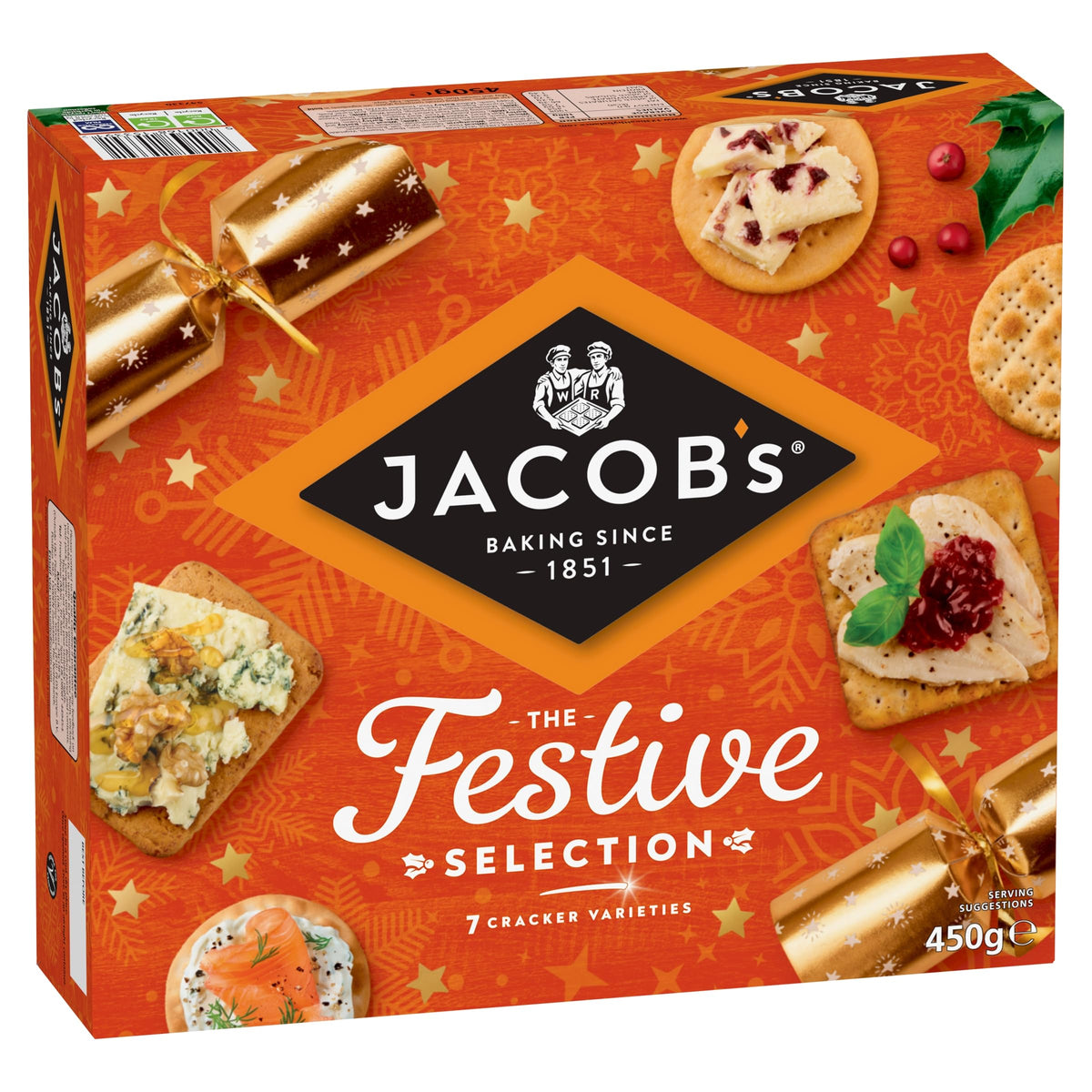 Jacob's Festive Selection - 7 Cracker Varieties, 450g Pack of 2 5