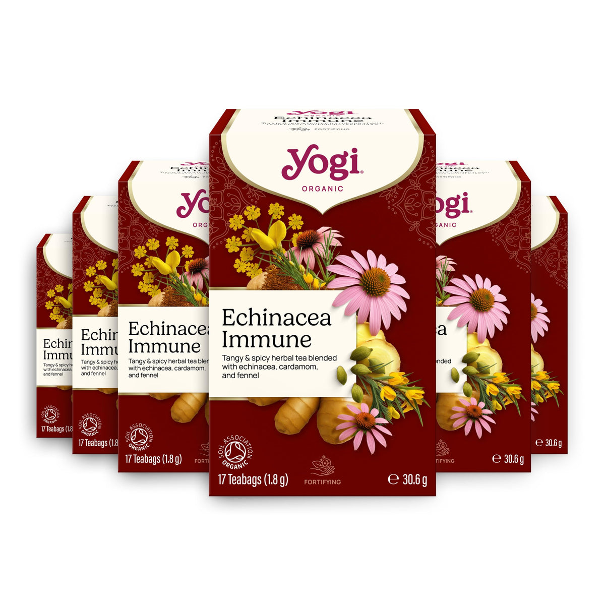 Yogi Echinacea Immune Organic Herbal Tea - 6 Boxes, 102 Tea Bags