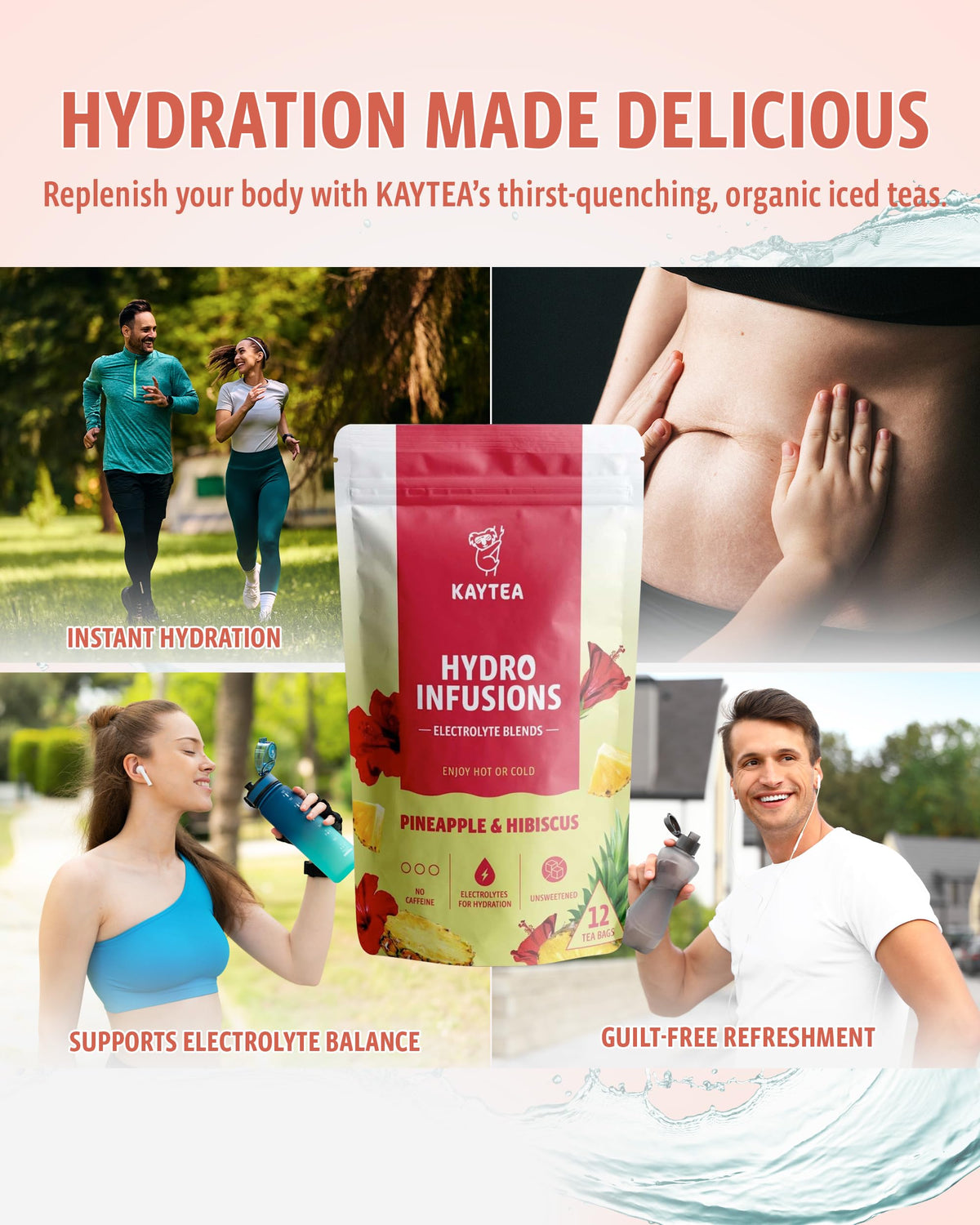 KAYTEA Pineapple & Hibiscus Herbal Fruit Tea - 12 Hydro Infusion Bags 5