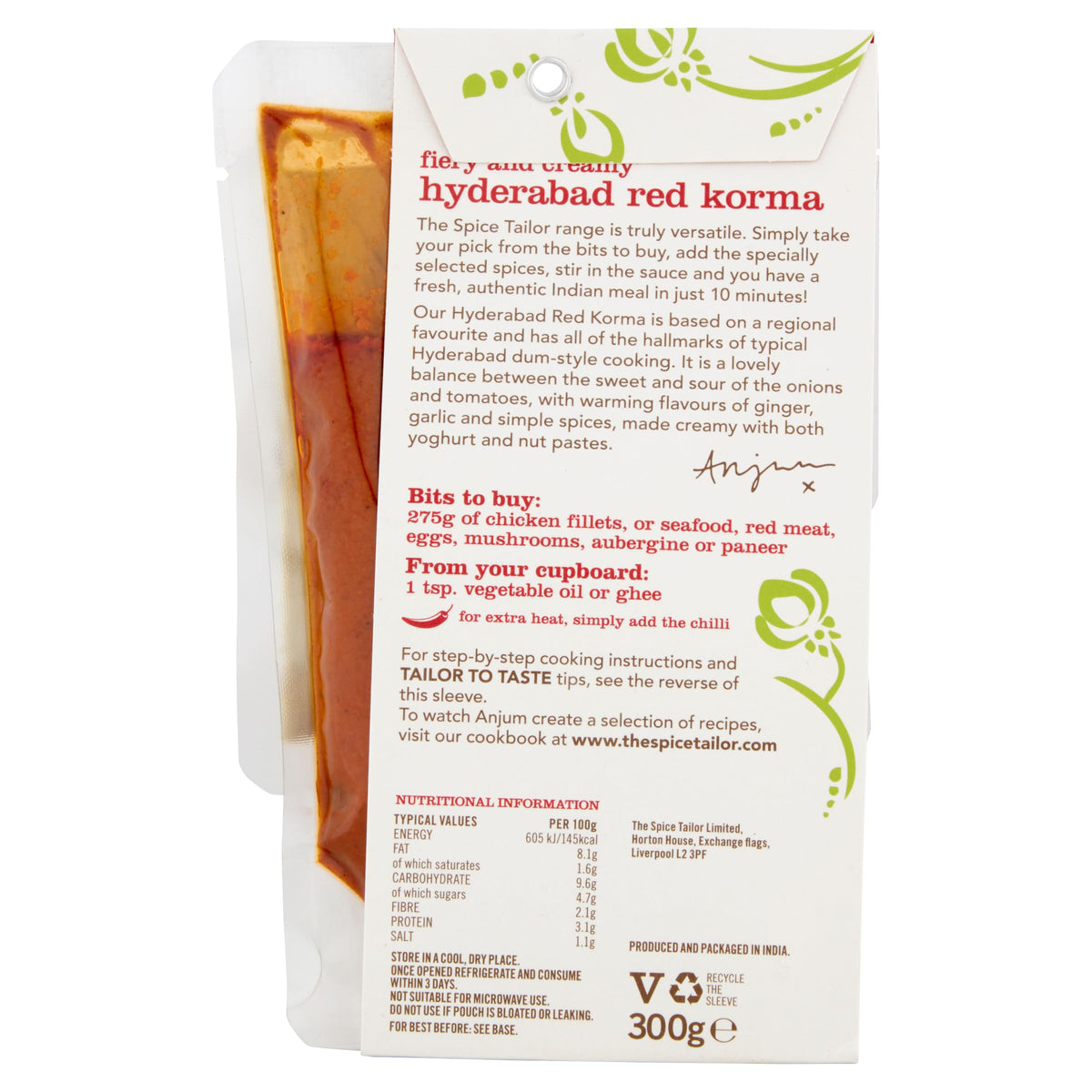 The Spice Tailor Hyderabad Red Korma Curry Sauce Meal Kit - Serves 2-3 | 5-Pack | 300g 2