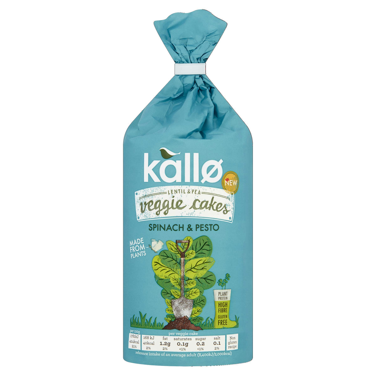 Kallo Spinach & Pesto Lentil & Pea Veggie Cakes - High Protein, High Fibre, Gluten-Free | 244g
