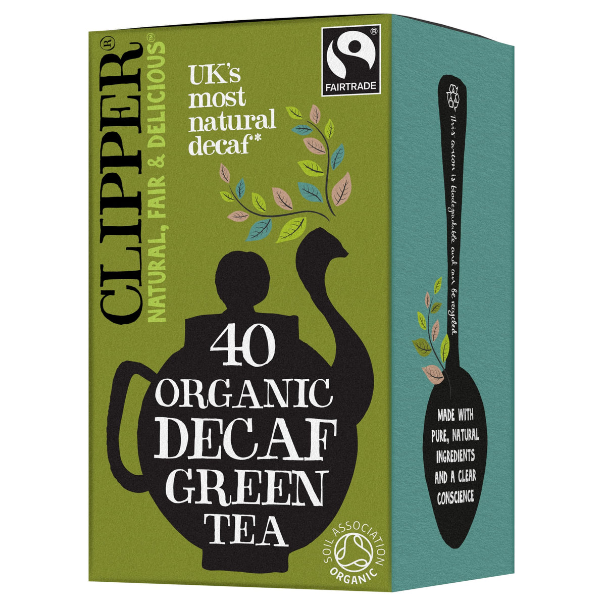 Clipper Organic Decaf Green Tea Bags - 40 Count | Fairtrade | Plastic-Free