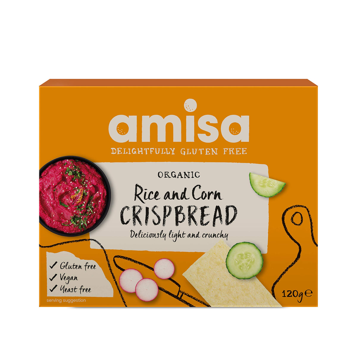 Amisa Organic Gluten-Free Rice and Corn Crispbread - 120g Pack of 6