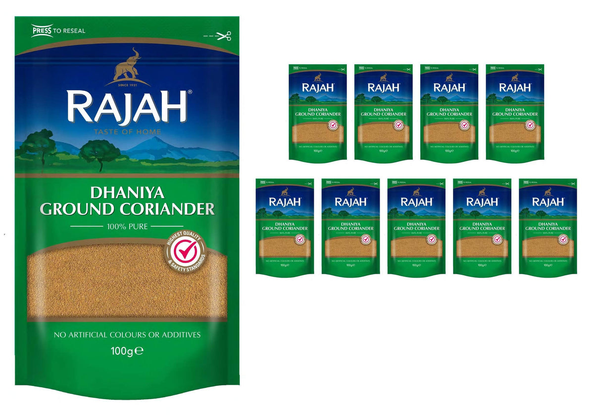 Rajah Dhaniya Ground Coriander Powder - 10 x 100g Packs