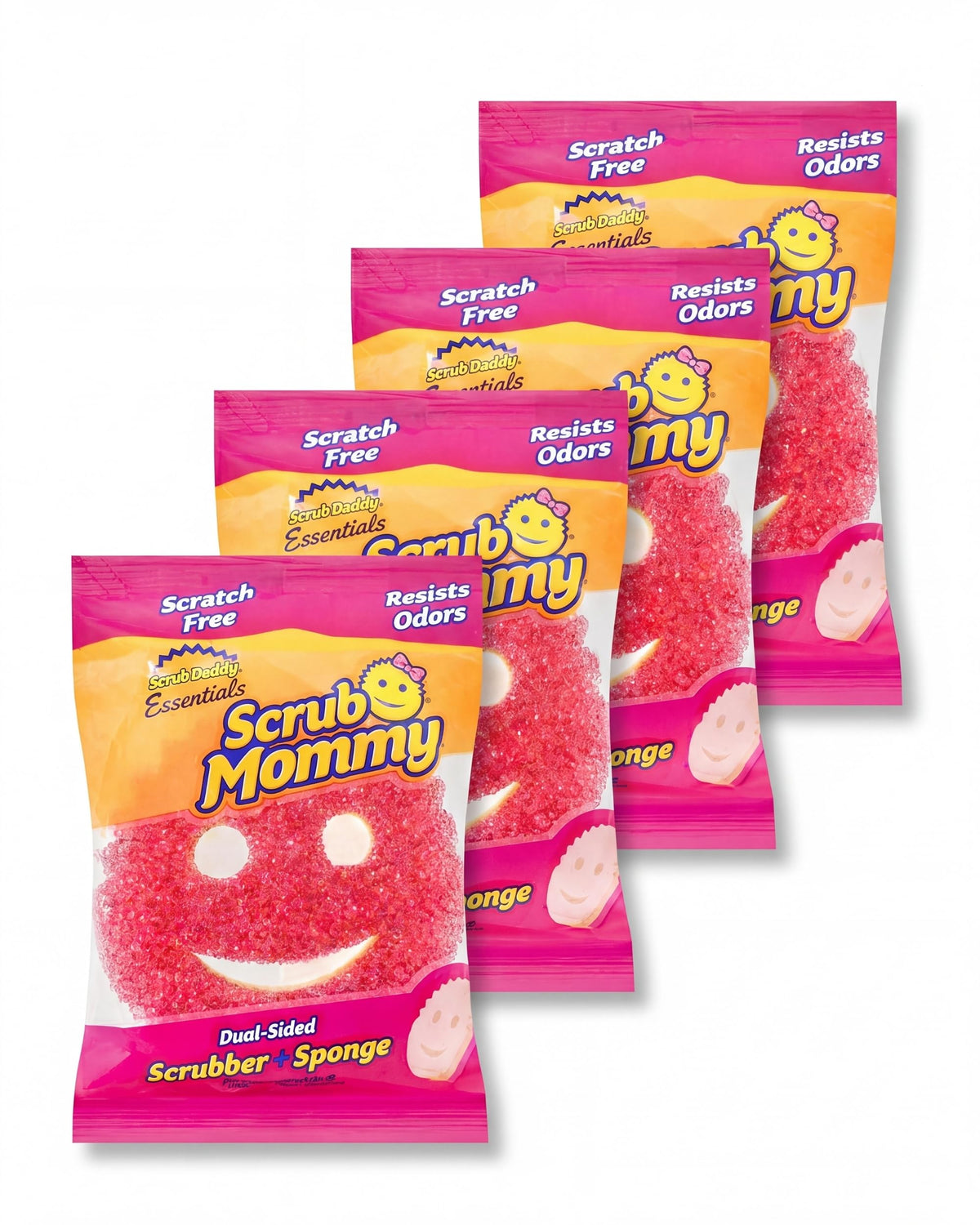 Scrub Daddy Scrub Mommy Essentials Cleaning Sponges - Pack of 4 | Non-Scratch | Dual-Sided