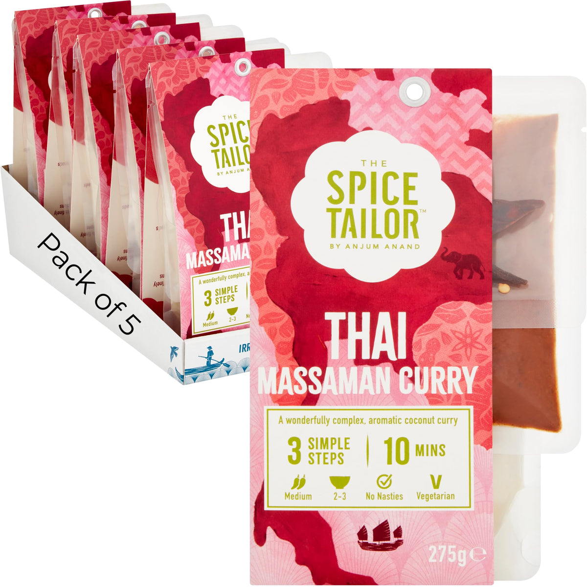The Spice Tailor Thai Massaman Curry Sauce Meal Kit - Pack of 5 (275g Each)