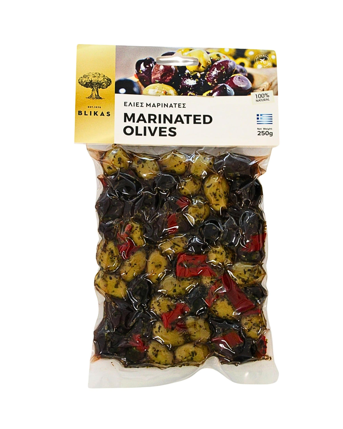 Blikas Greek Green & Kalamata Olives with Oregano - 2 x 250g