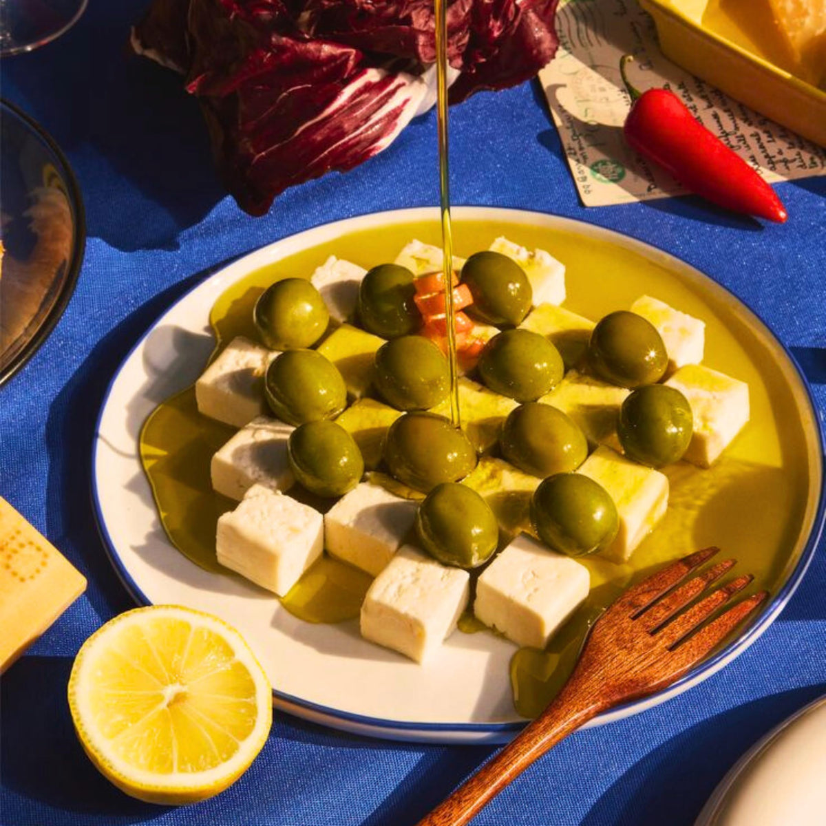 Olive's Earth Greek Green Pitted Olives Stuffed with Red Pepper - 800g Pack 4