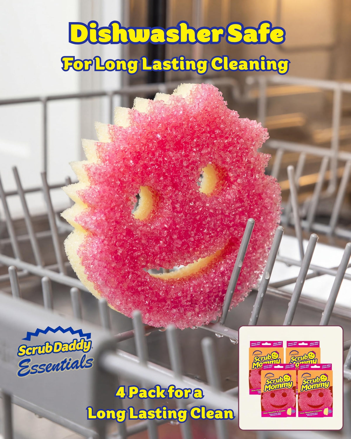 Scrub Daddy Scrub Mommy Essentials Cleaning Sponges - Pack of 4 | Non-Scratch | Dual-Sided 7