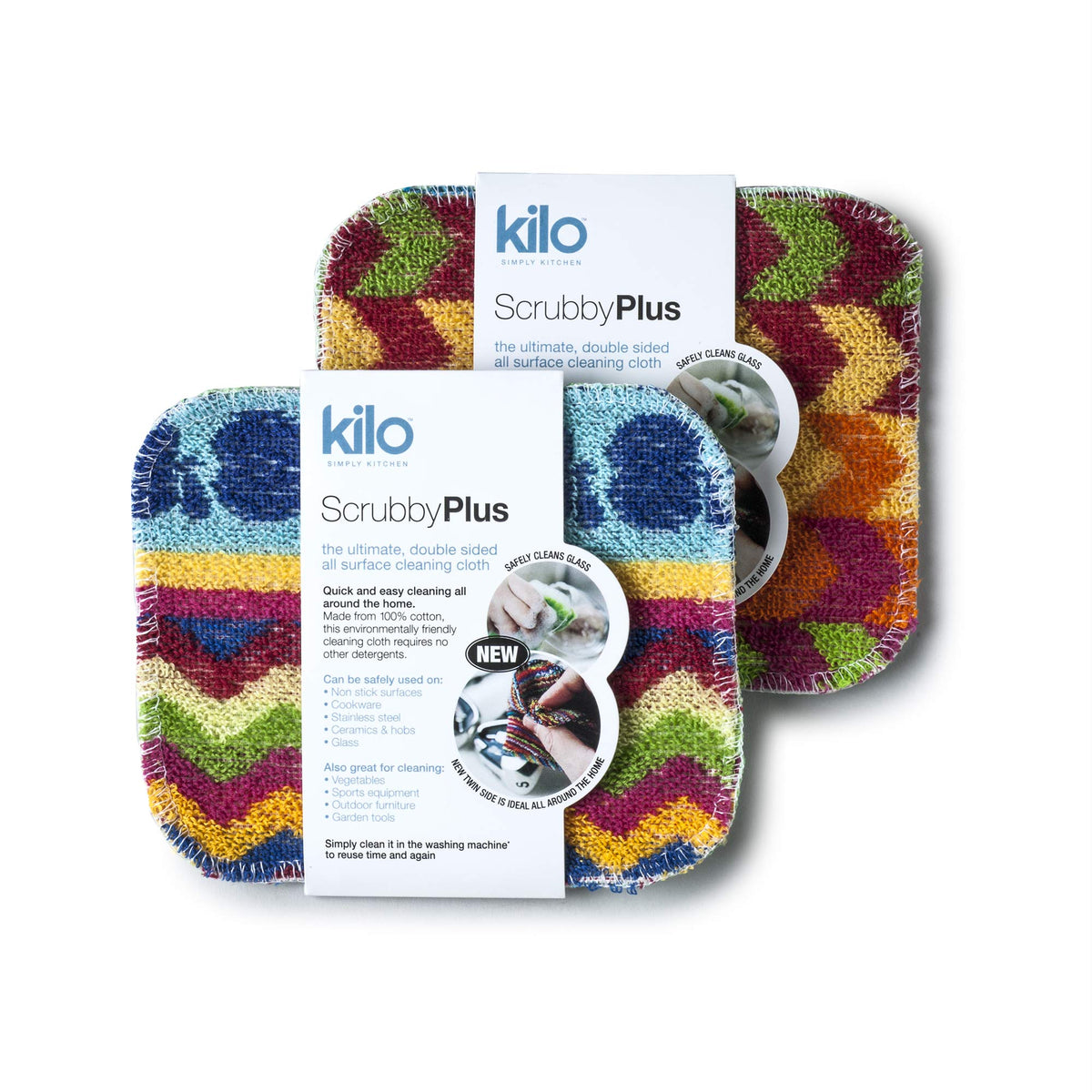 Kilo Scrubby Plus Non-Scratch Scourer with Delicate Cleaning Cloth - Set of 2 | Multi-Colour | 17x14cm 1