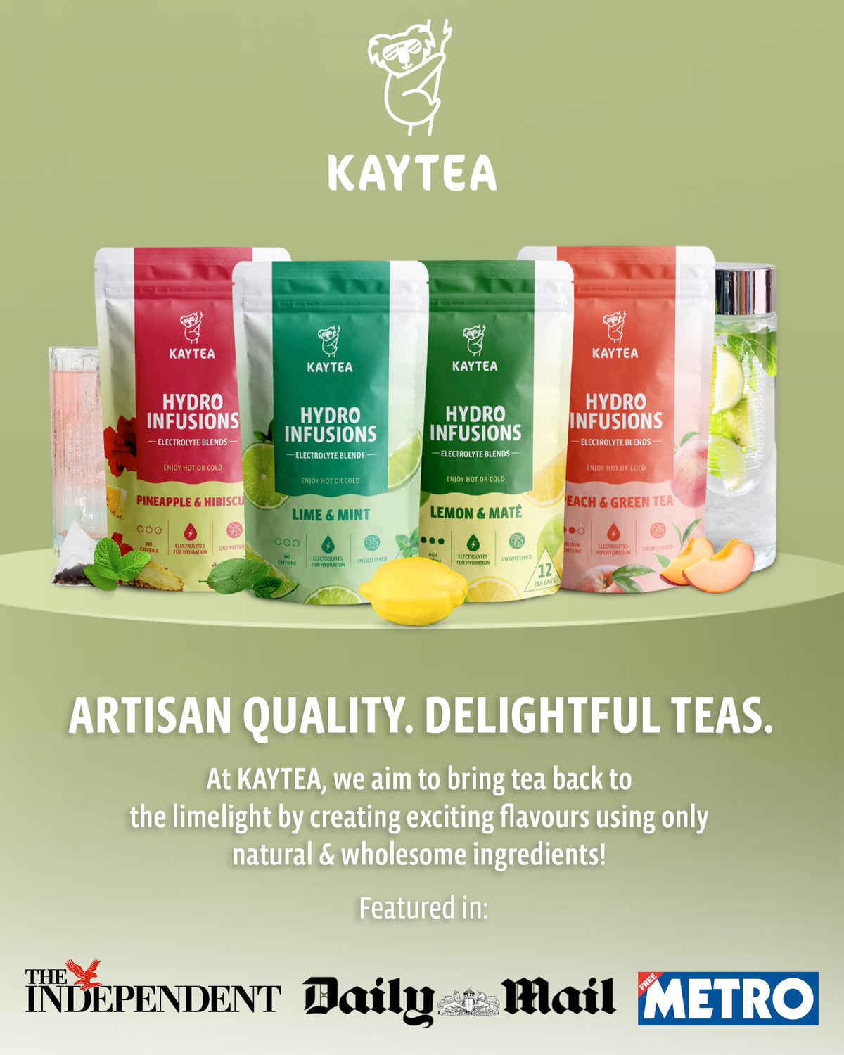 KAYTEA Pineapple & Hibiscus Herbal Fruit Tea - 12 Hydro Infusion Bags 9