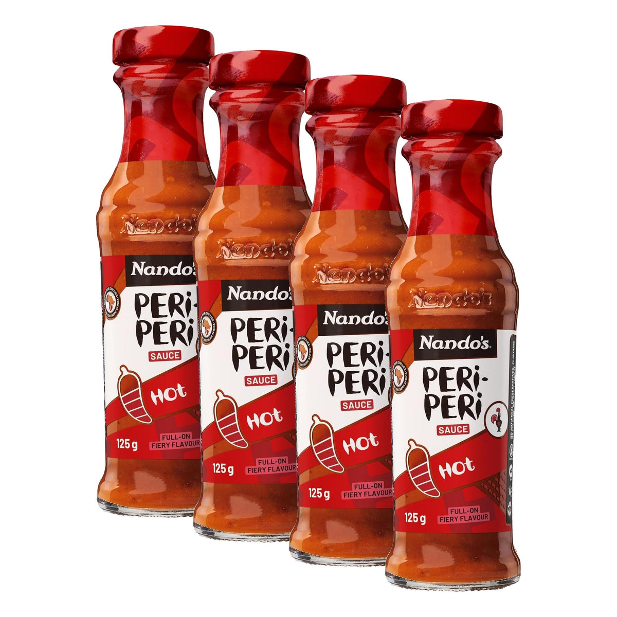 Nando's Hot Peri-Peri Sauce - Gluten Free, No Artificial Colours/Preservatives/Flavours | 125ml (Pack of 4)
