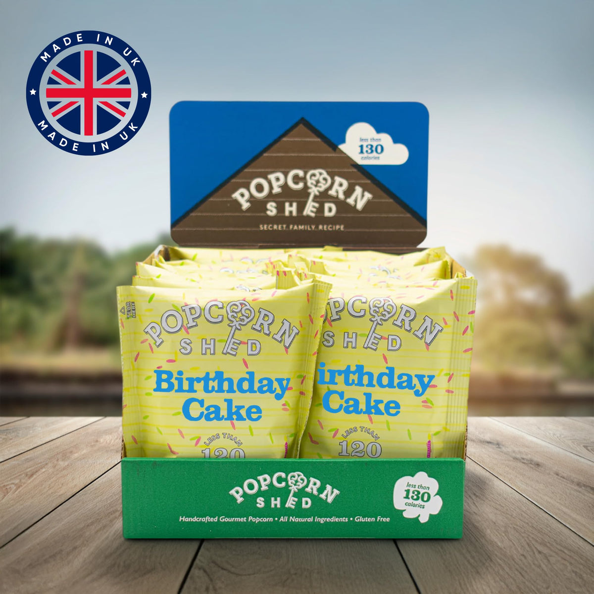 Popcorn Shed Birthday Cake Gourmet Popcorn - Vanilla Caramel, 16 x 24g Packs 6